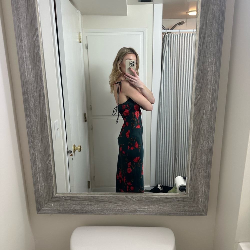 Floral Black and Red Dress
